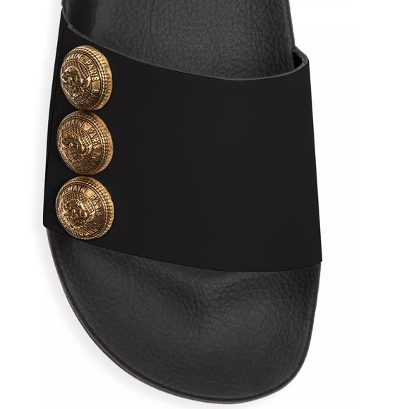 Balmain women’s symi leather button logo monogram sandals slides NEW - Picture 4 of 12